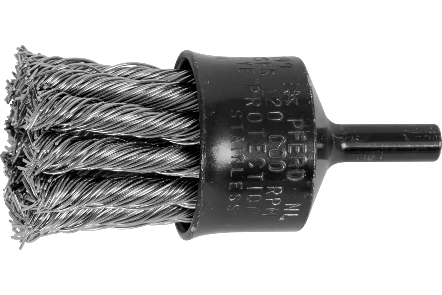 Picture of Pferd Knot Wire End Brush 1" Dia. Flared Cup .020 Stainless Steel 1/4" Shank